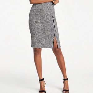 Petite Tweed Button Waist Pencil Skirt